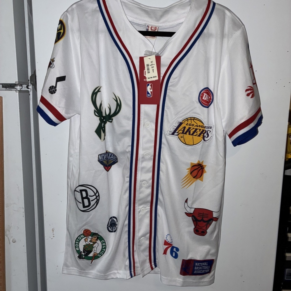Ultra Game NBA Men's Jersey Size M White All Over Print Short Sleeve Basketball
